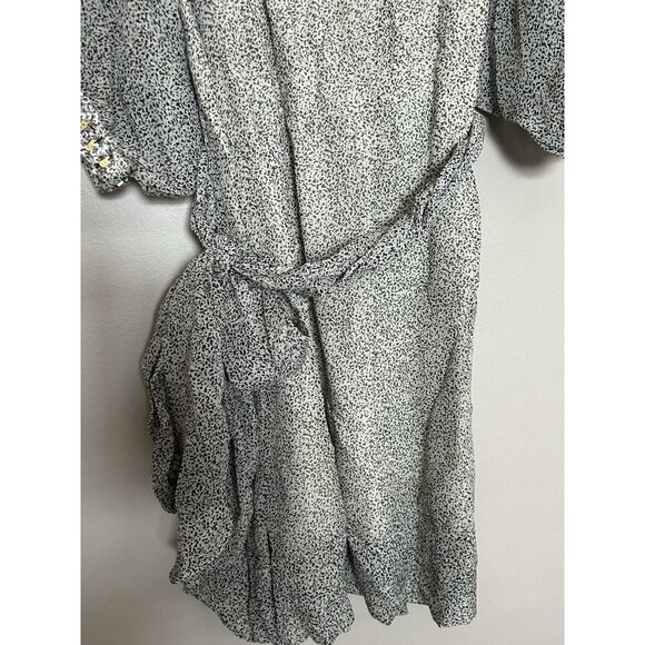 100% Silk French Connection Beaded Embellished Midi Dress Size 6 Black Beige - Picture 9 of 14